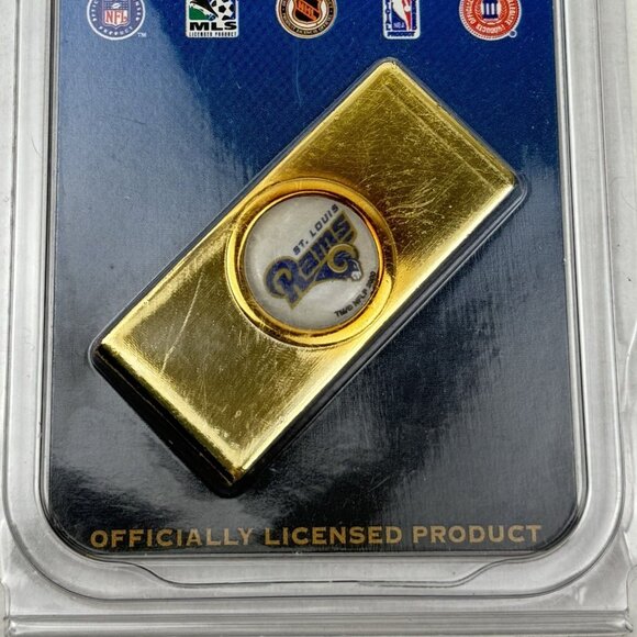 St. Louis Rams Money Clip 24Kt Gold Plated Solid Brass NFL By Tag Express NEW - Picture 2 of 5